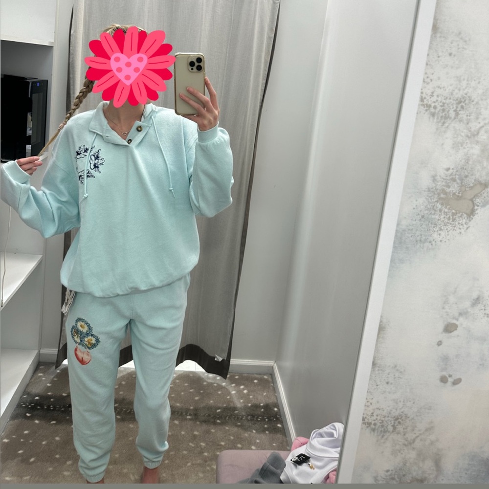 Boys Lie Light Blue Sweatshirt Set with Floral Embroidery- Boys Lie!